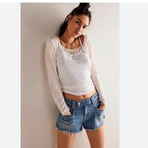 Free People Blue Jean Shorts